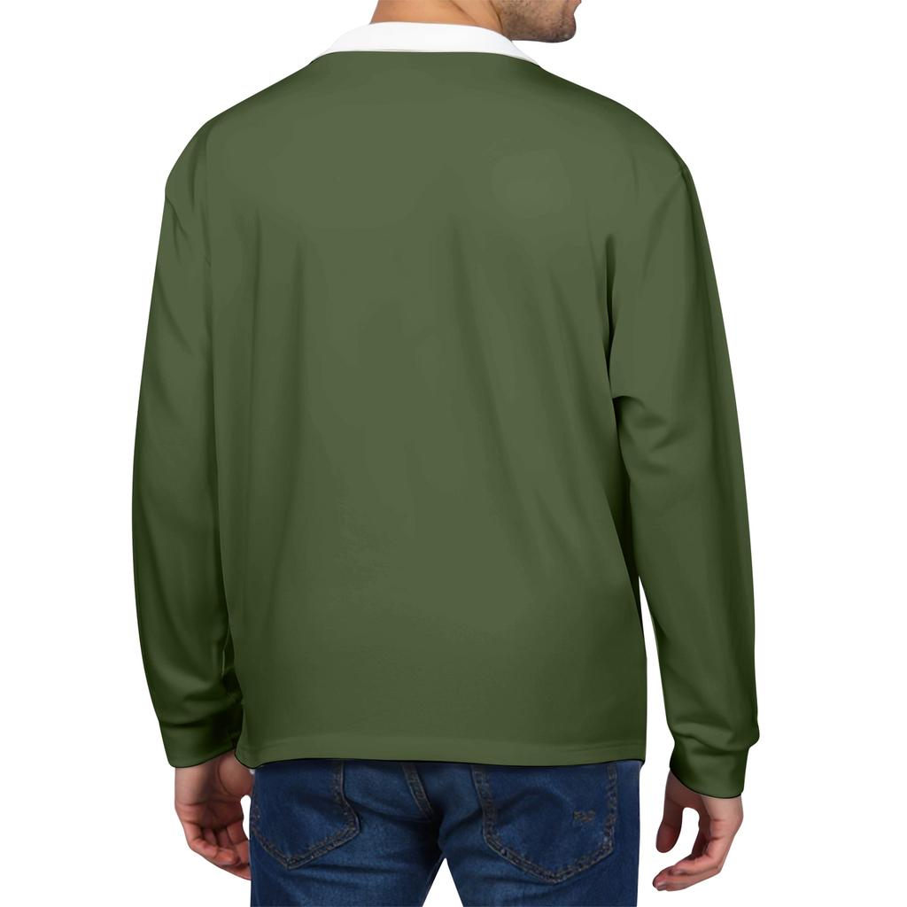 Men's Casual Color-Blocked Button-Up Long-Sleeve Tops