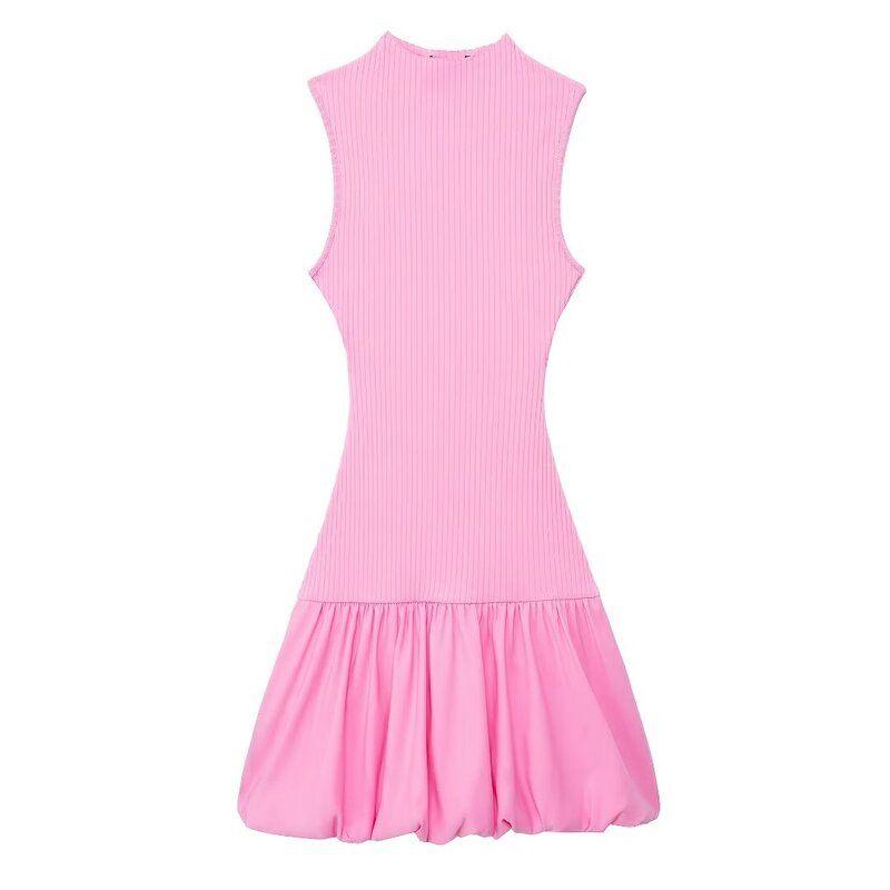 Fashion Style 2024 Summer New Arrival Women's Clothing Stylish Balloon Style Rib Backless Dress 0085361