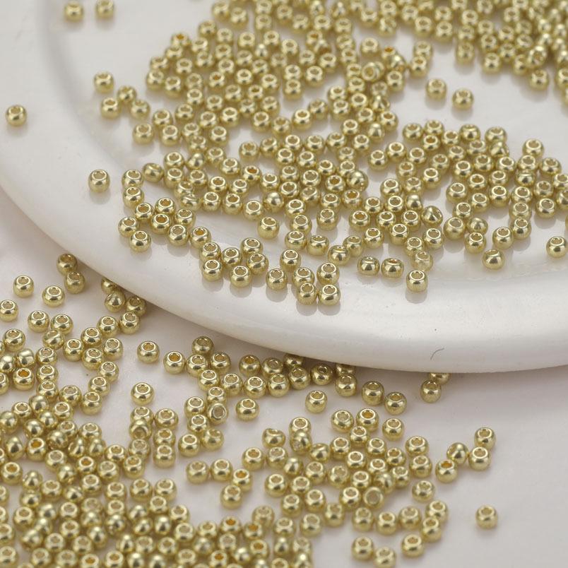 Premium 2.0mm Gold and Silver Glass Round Beads for DIY Jewelry Making