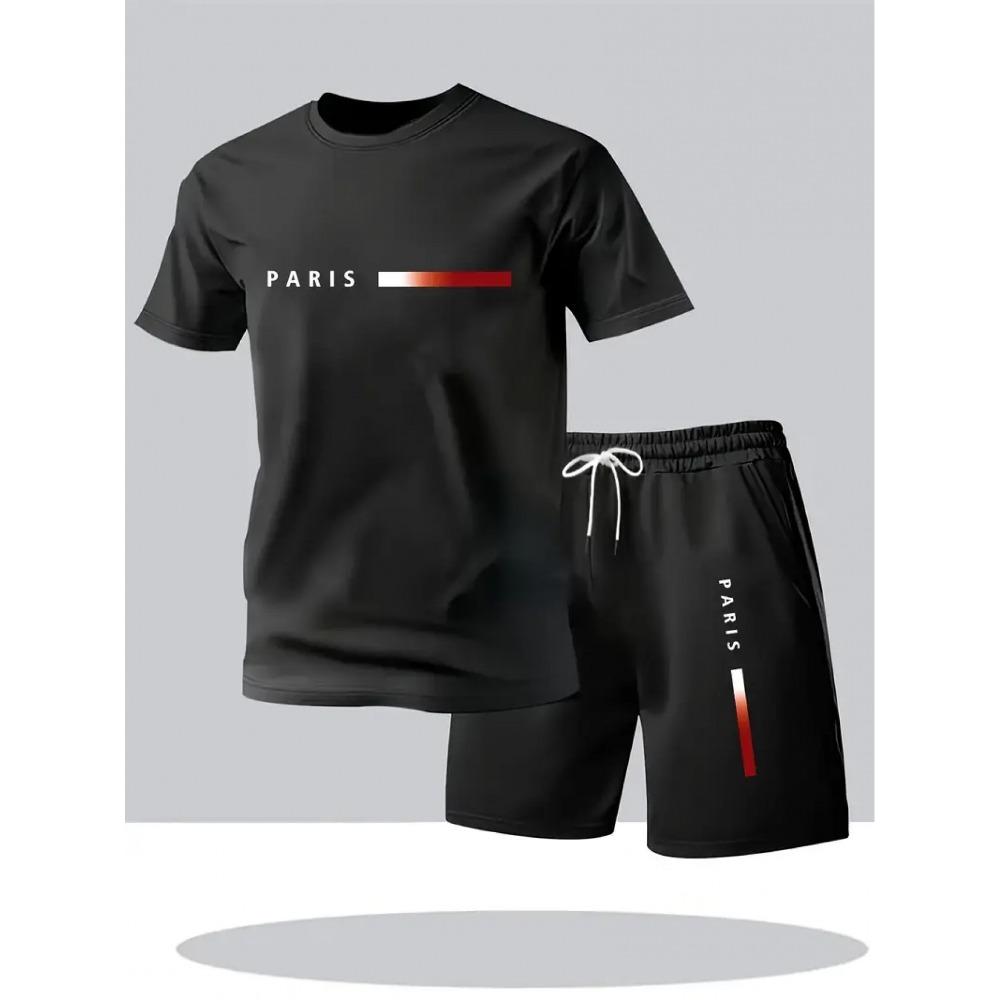 

Модный комплект с футболкой с коротким рукавом и шортами для активного отдыха, езды на уличном мотоцикле, пляжных путешествий, защиты от солнца, фестивальных вечеринок XL чёрный