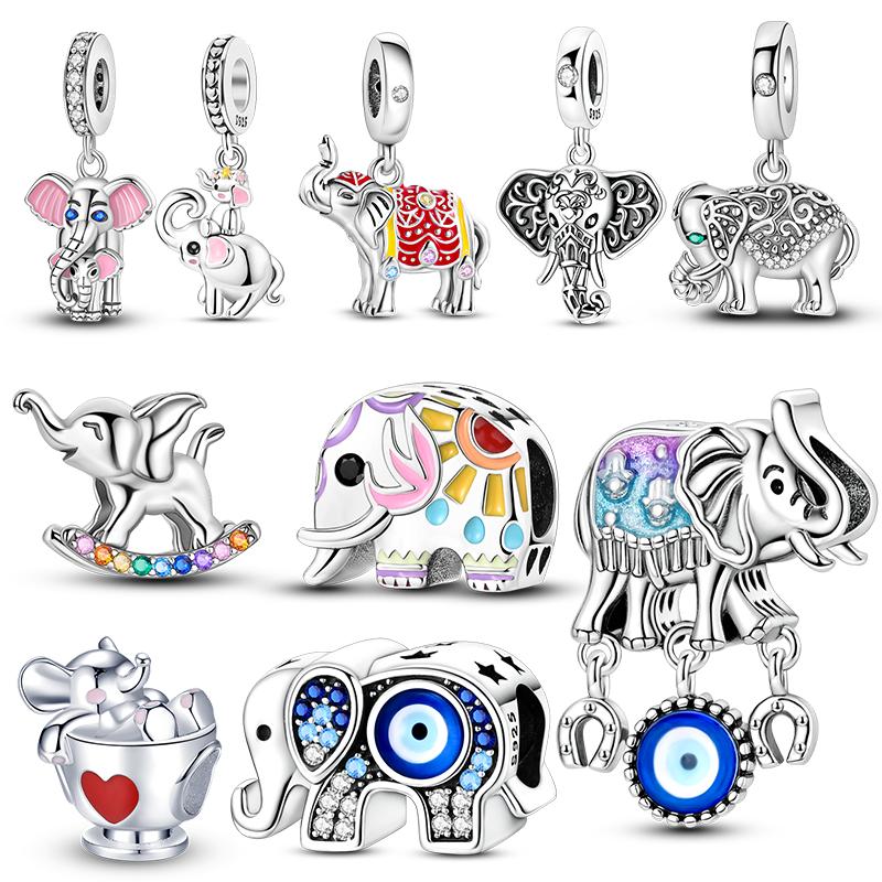 Authentic Copper Charm Bead Charms Bead Charms Colorful Elephant Dangle Compatible With Women Authentic Bangle Bracelets