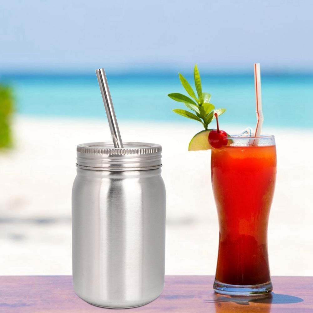 Household 700ml Stainless Steel Cup Outdoor Water Bottle Thermal Mug with Lid Straw