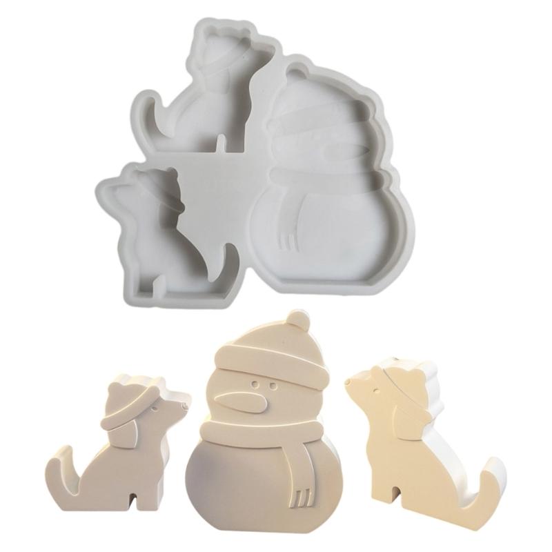 

Christmas Silicone Molds Crafting Tool Silicone Ornament Moulds Decorative Moulds Dog and Snowman Shape for Crafting 1