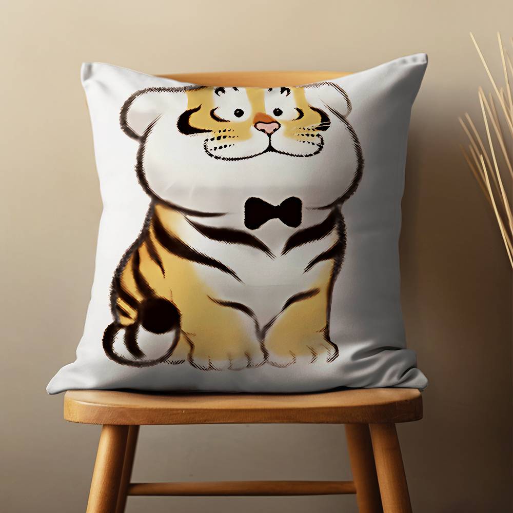 Funny Cute Cartoon Tiger Throw Pillow Case For 45*45cm,55*55cm,30*30cm For Home Bedroom Decoration And Protector