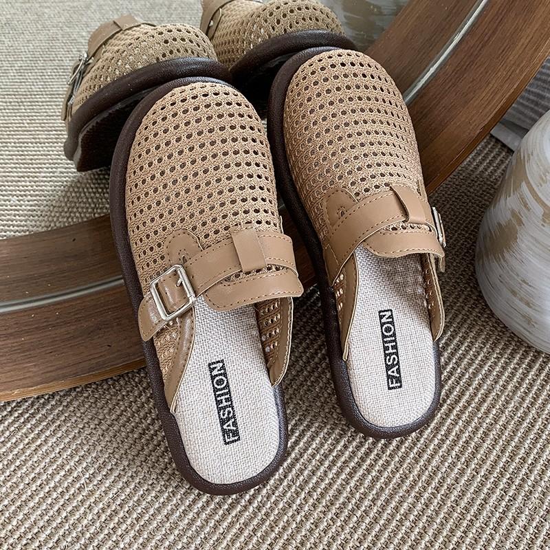 

Fashion 2025 Summer New Women s Slip-on Shoes Outdoor Slippers Woven Casual Flat Shoes 35 хаки