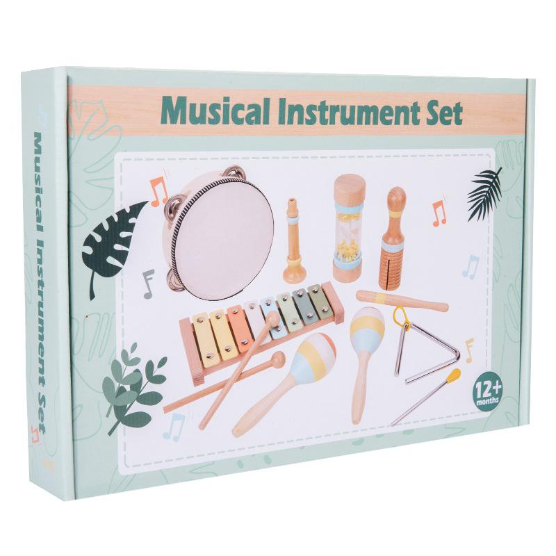 Wooden Orff Percussion Children's Vocal Enlightenment Sand Hammer Ringboard Hand-clapped Bell Knocking Instrument Educational Toy