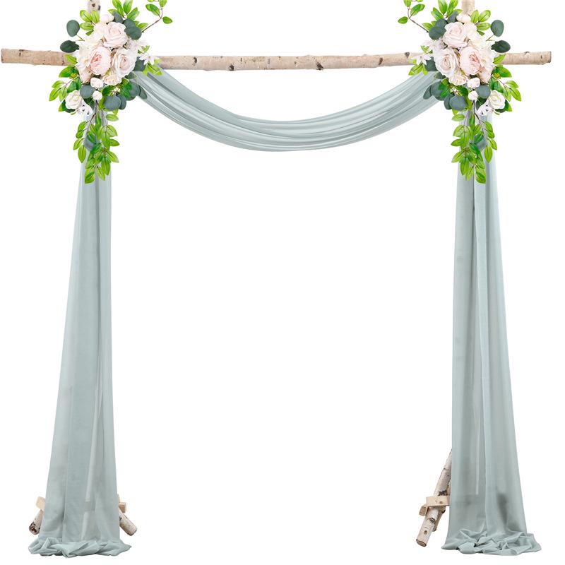 Forest Style Wedding Arch Decoration: Outdoor Lawn Chiffon Gauze Curtains