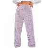 Women's Fashionable Relaxed-Fit Trousers Sporty Fleece-Lined Solid-Colour Cuffed Trousers