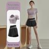 Premium Women's Color Block Sportswear Set - Short Sleeve Top & High-Waist Shorts, Yoga & Pilates Two-Piece Outfit