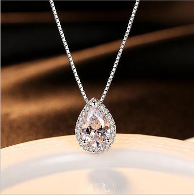 Elegant S925 Pear-Shaped Rhinestone Necklace Pendant for Women - Wedding & Banquet Jewelry