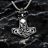 Nordic Viking Thor's Hammer Pendant Necklace - Stainless Steel & Titanium