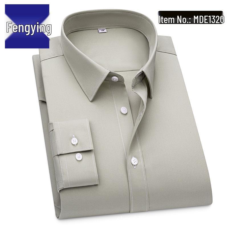 Modal Men's Iron-Free Green Long Sleeve Casual Business Shirt