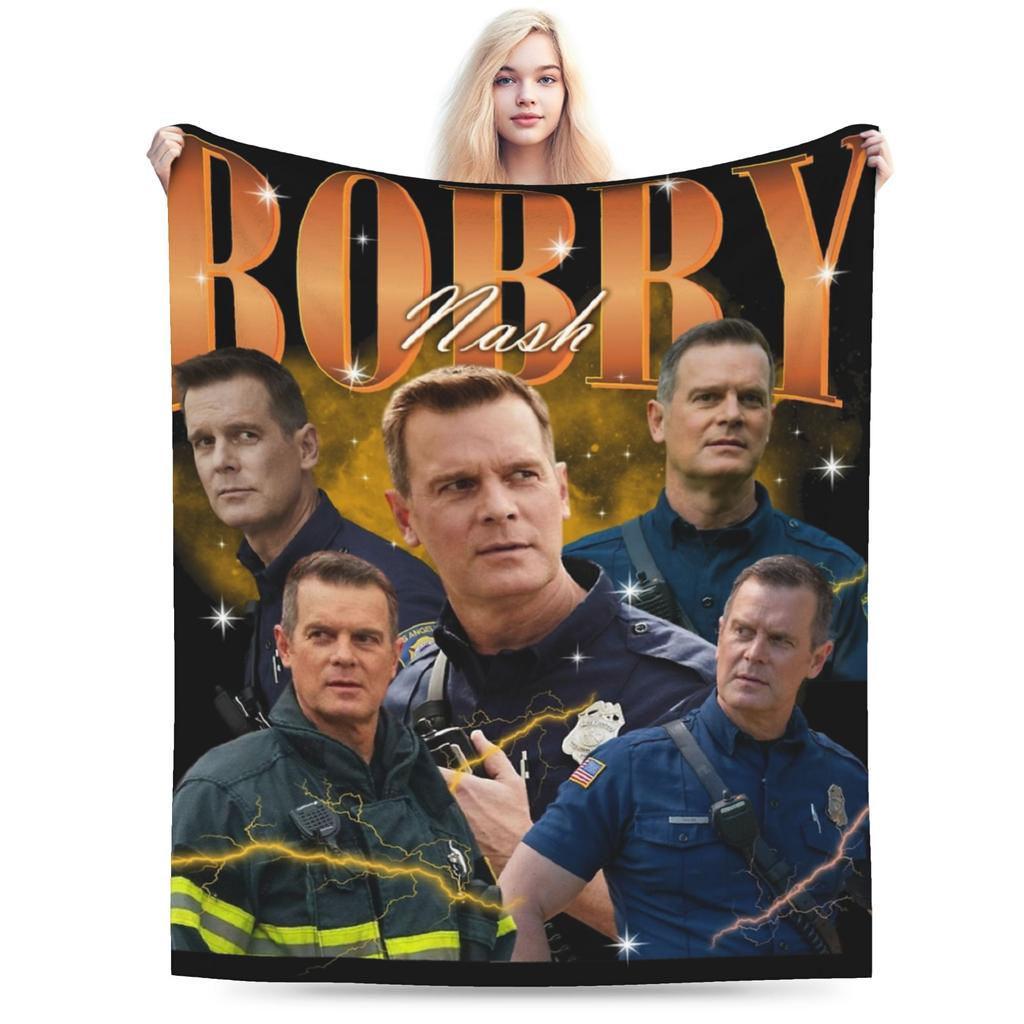 Bobby Nash 9-1-1 Firefighter Blanket Fleece Print   Multifunction Super Warm Throw Blankets for Home Couch Rug Piece