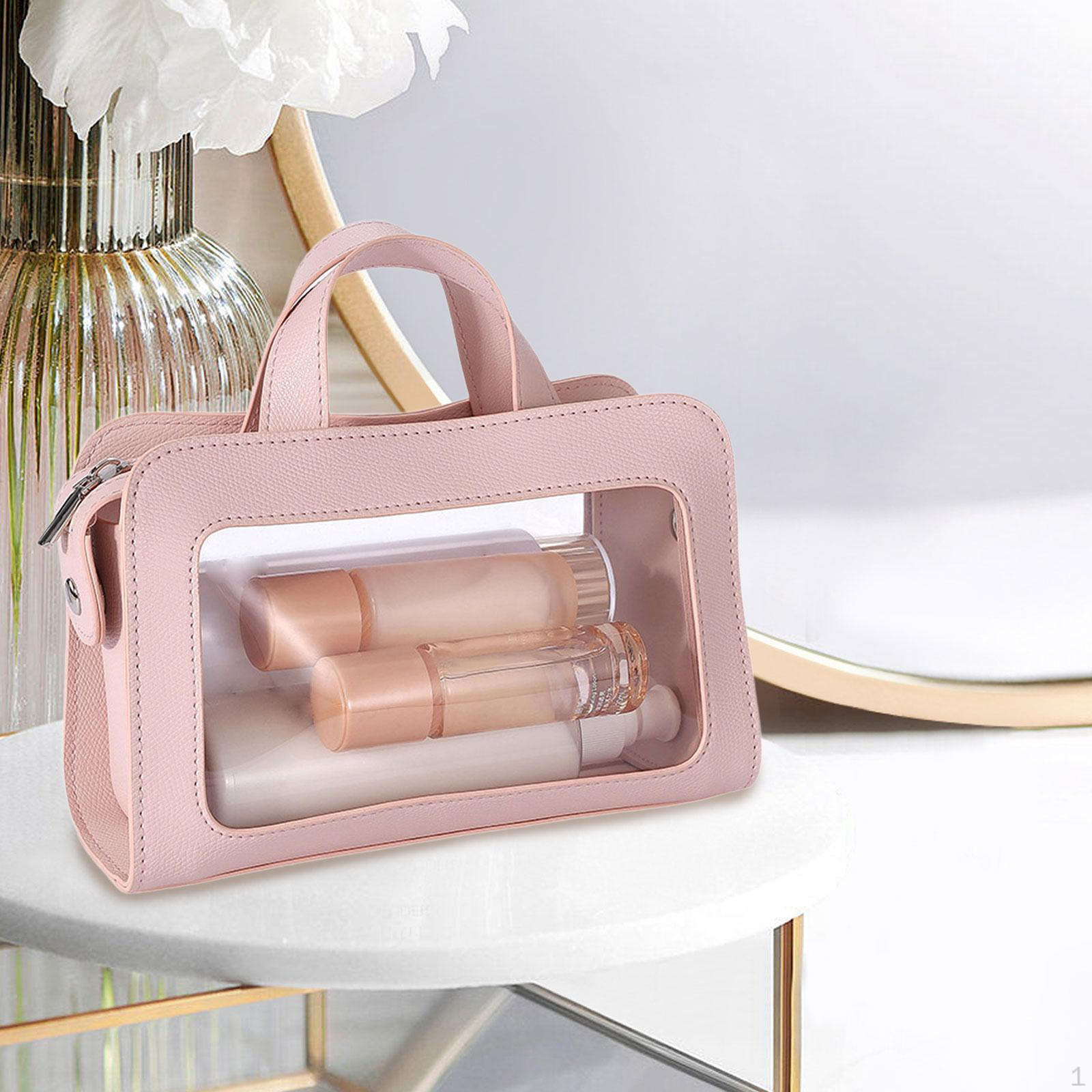 

Cosmetic Bag with Handle Waterproof Zipper Organizer Travel Toiletry Women for рожевий