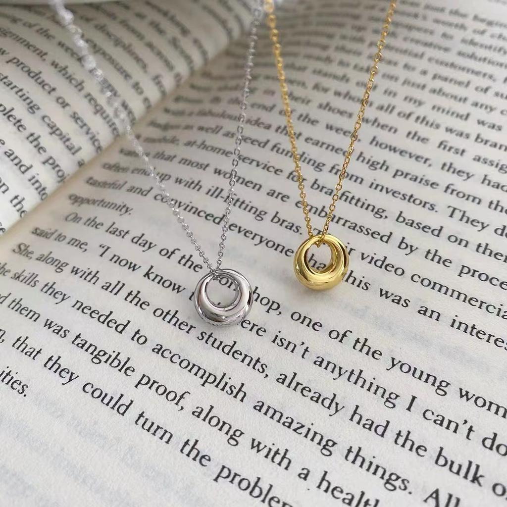 Moderne Geometrische Kreis Anhänger Halskette Für Frauen Mädchen Edelstahl Minimalistisch Schlüsselbein Kette Geburtstag Geschenk Neu