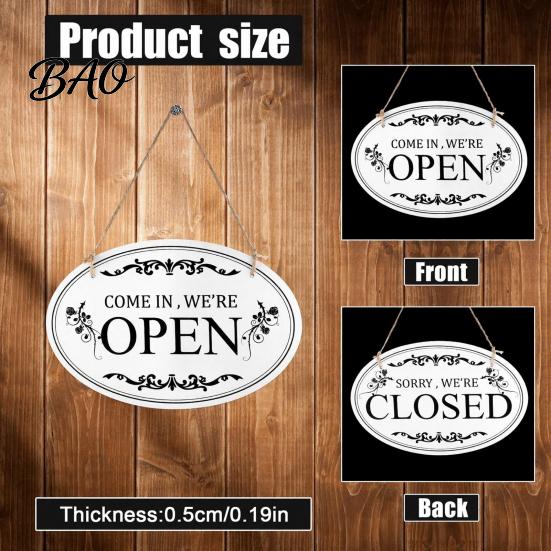 Wall Mounted Store Sign Wooden Open Closed Sign, Double-Sided Hanging Door with Vintage Rustic Business Frame, Waterproof Storefront Indicator, Retro