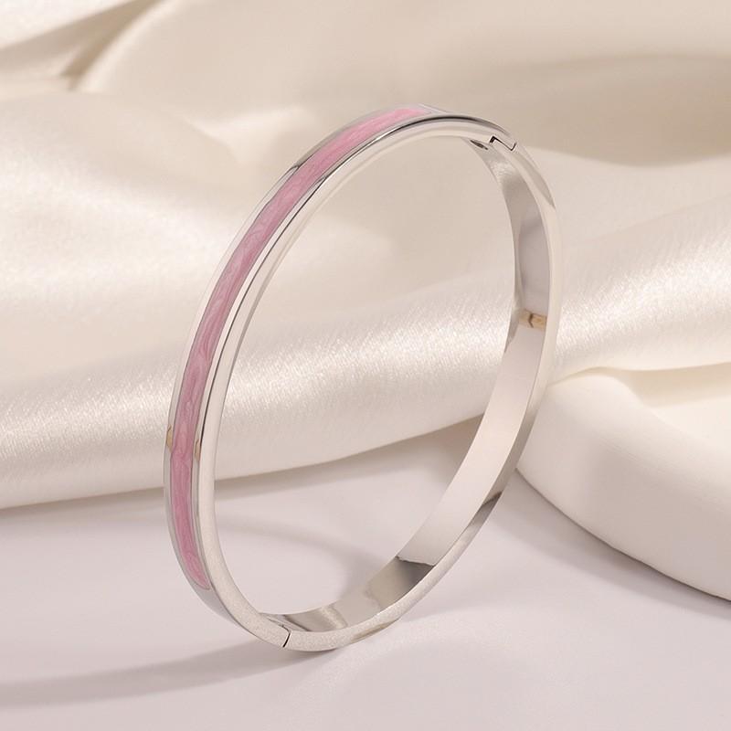 Titanium steel bracelet, European and American fashion enamel drip bracelet, girls' high-end k real gold electroplated bracelet