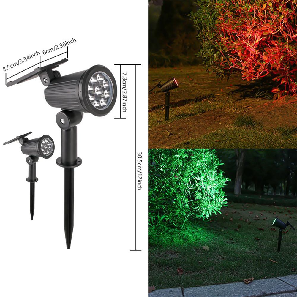 9 LED Solar Spot Lights Utendørs RGB Solar Landscape Lights IP65 Vanntett lysstyrke Justerbar for hagegård palmer