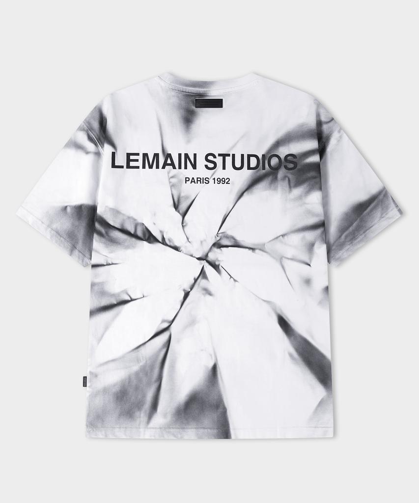 LEMAIN SECOND Tie-Dye Water Print Oversized Short Sleeve T-Shirt [Ivory]