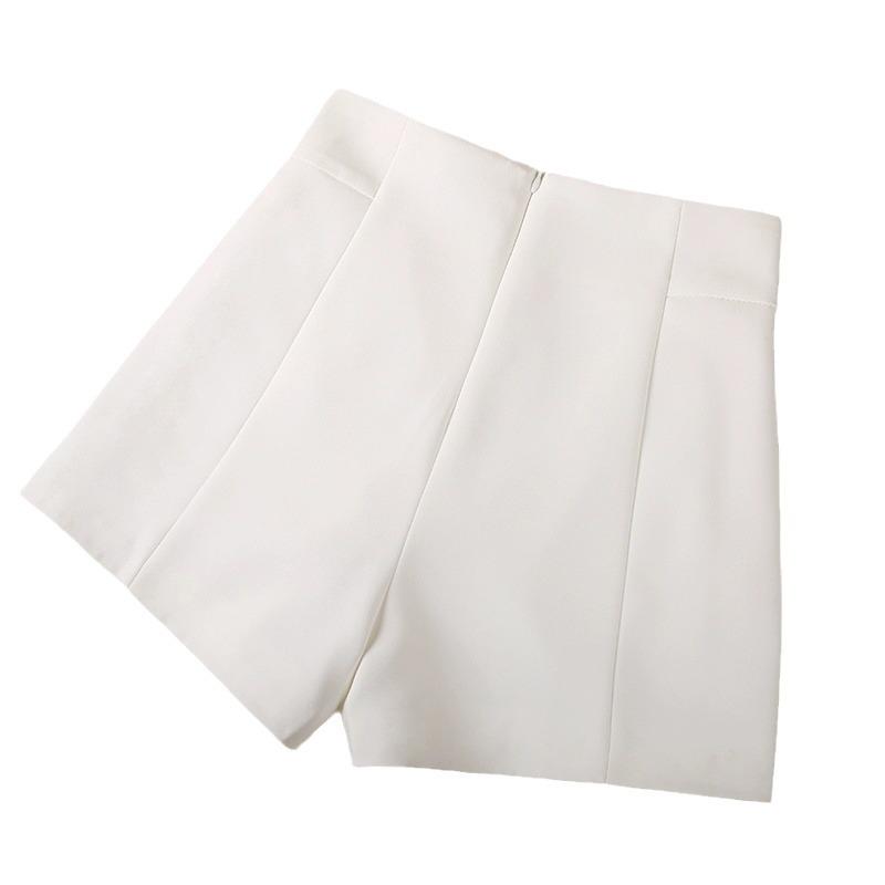 Women's Casual A-Line White Shorts: Slim, Versatile, High-Waist, Wide-Leg - 2024 Summer Fashion