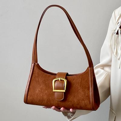 Vintage Velvet Women's Small Shoulder Bag Casual Retro Female Underarm Bags Solid Color Ladies Fashi Handbags Clutch Purse