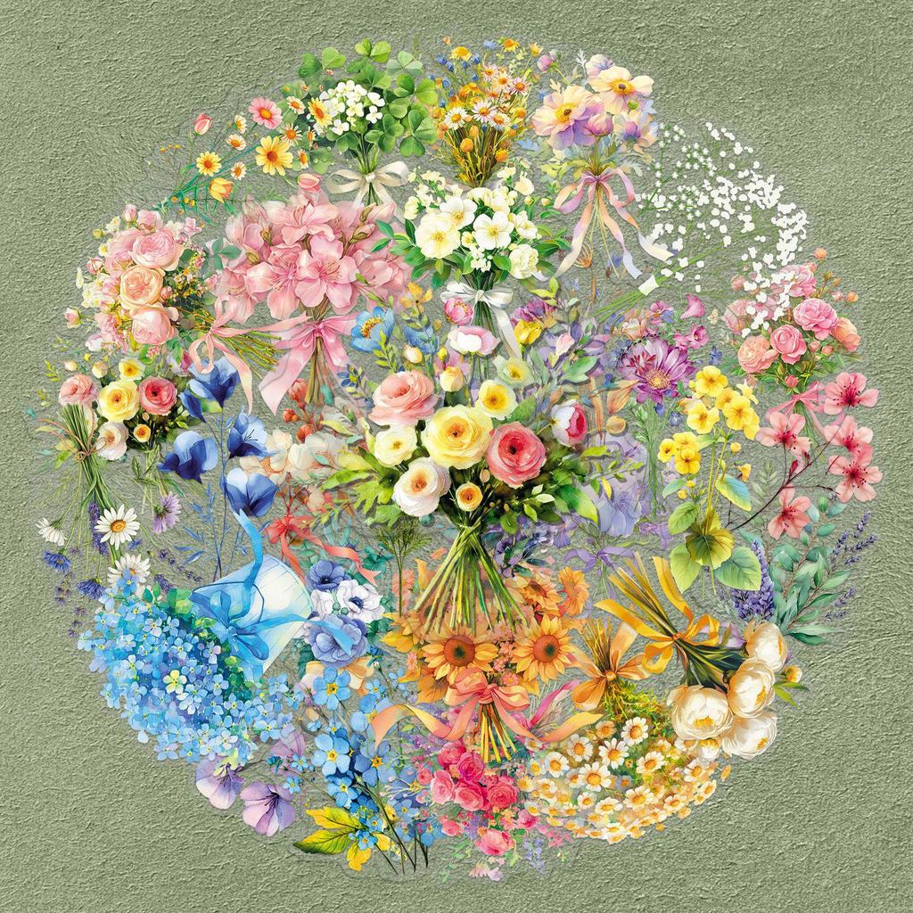 50 Sheets Transparent Cute Plant & Flower Sticker Set with Storage Box & Thermos Cup - Waterproof Decorative Stickers