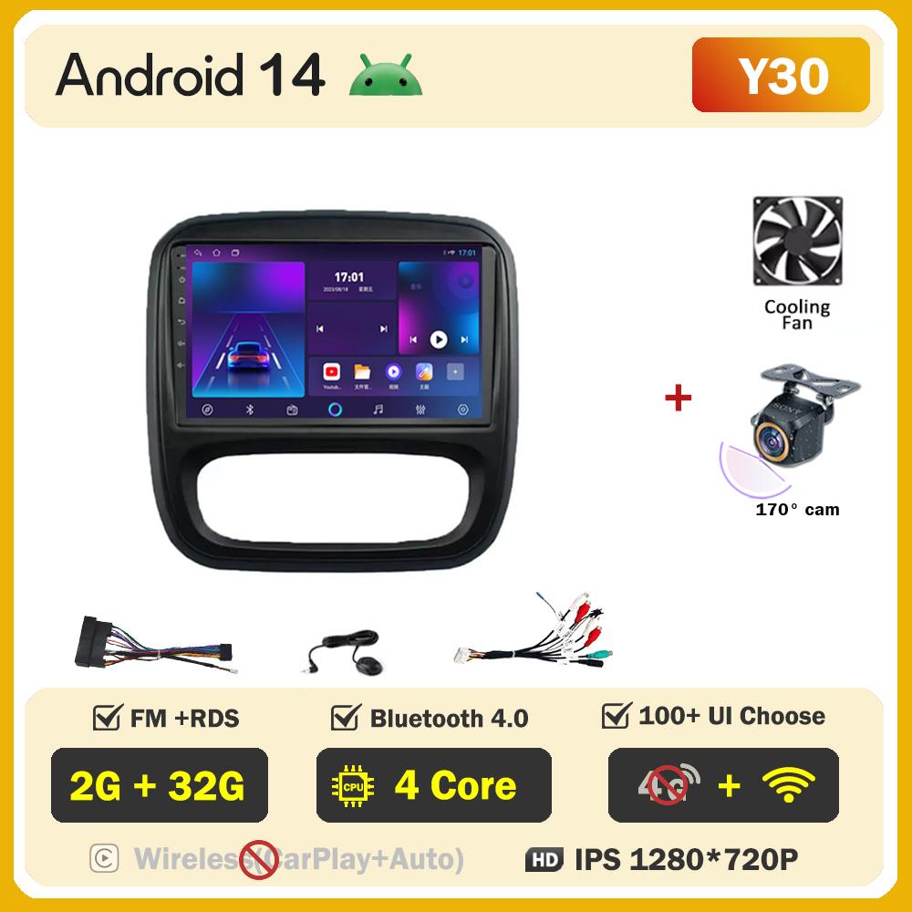 Android 14 Smart Car Systems For Renault Traffic 3 2014 - 2021 For Opel Vivaro B 2014 - 2018 Car Radio Player Stereo Head Unit