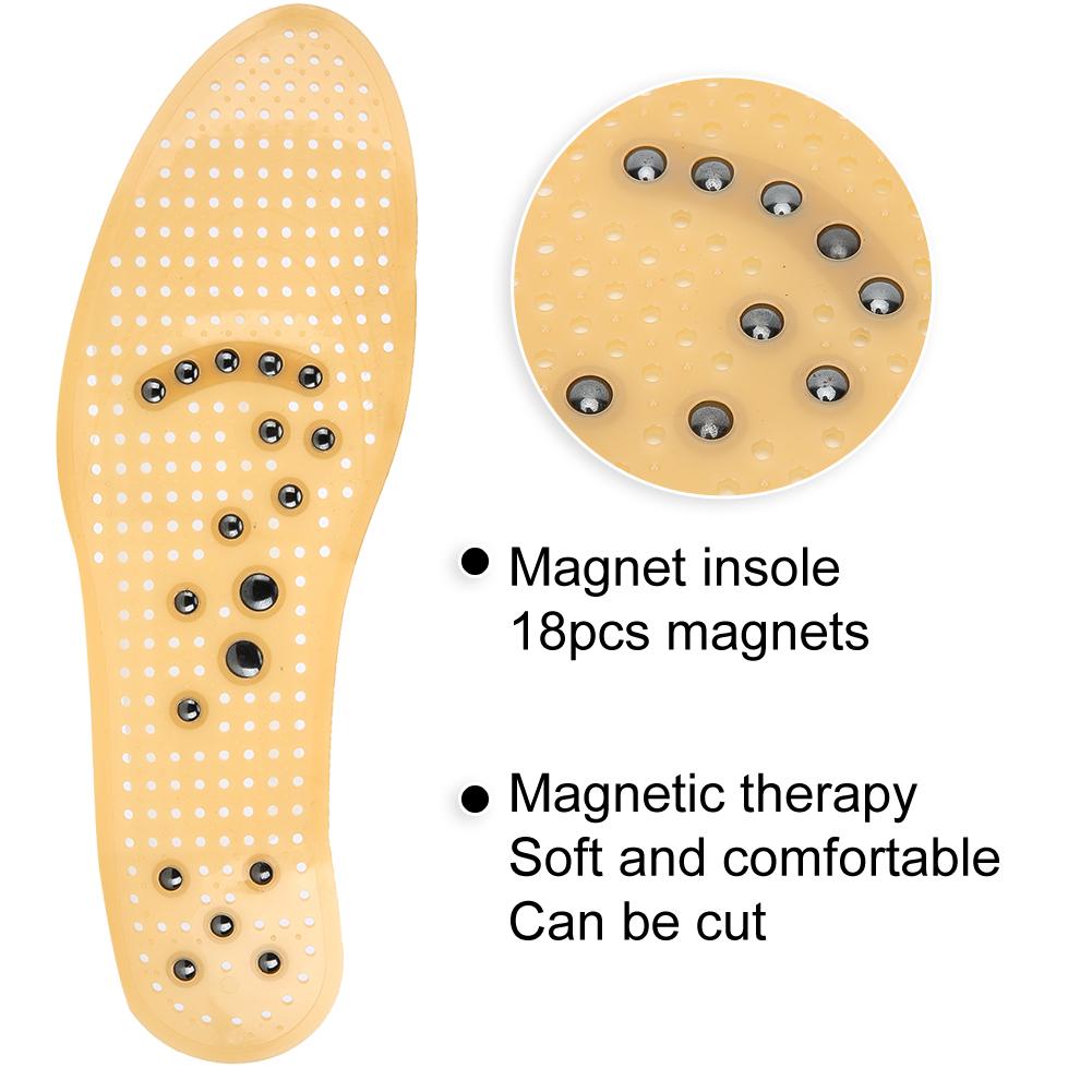 Magnet Therapy Insoles Breathable Foot Sole Massage Foot Pad for Healthy Care (Yellow L)