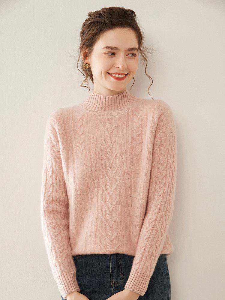 Retro Cable Knit Three-Ply Thickened Loose Pullover Sweater for Autumn and Winter