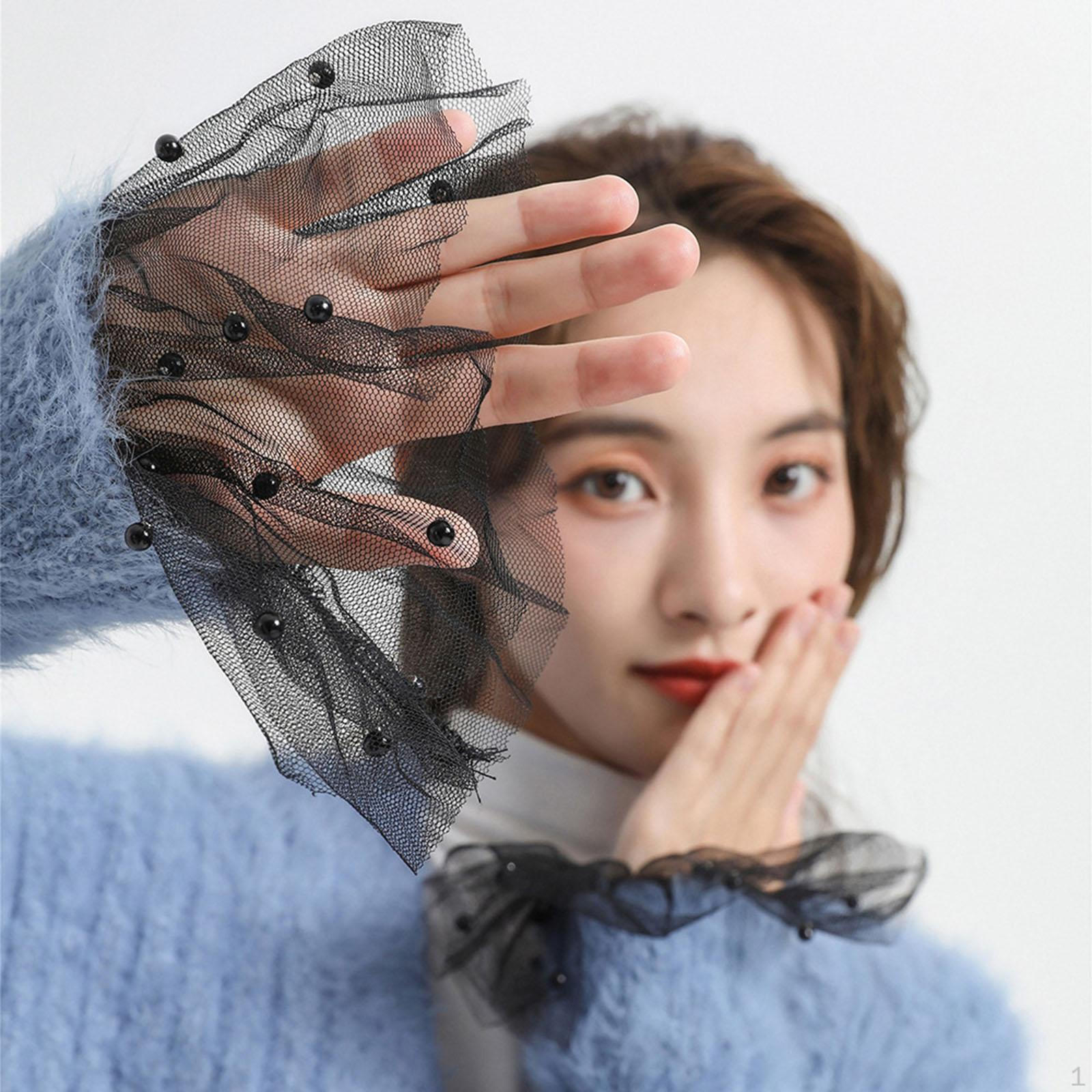 

2 шт. кружевные манжеты готическая сетка эластичные запястья накладные рукава чёрный