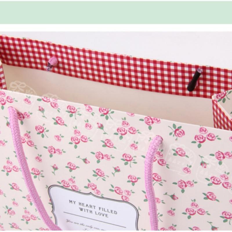 12pcs Small Fresh Rose Paper Gift Tote Bags Mini Flower Party Favor Bags for Birthday Wedding Gift Packaging