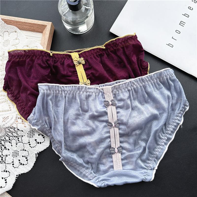 Damen Frühling und Sommer Reizvolle Eis-Seide Spitze Mesh Baumwolle Sexy Hüftunterwäsche