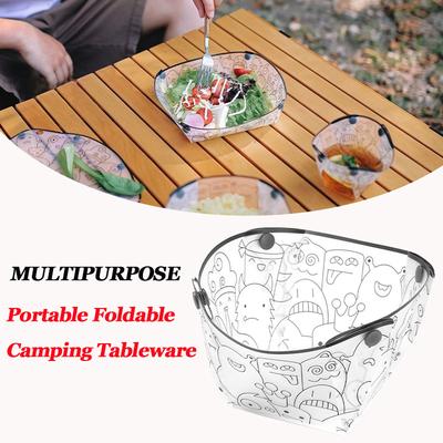 1-2PCS Portable Foldable Camping Tableware Lightweight Folding Bowl Plate Cup Filter Travel Chopping Board Food-Grade Tableware