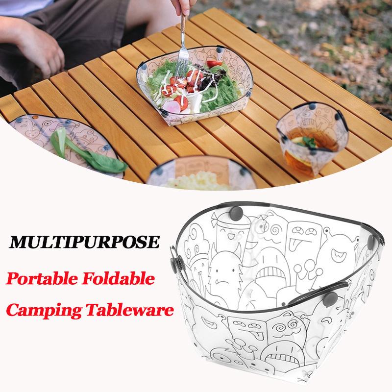 1-2PCS Portable Foldable Camping Tableware Lightweight Folding Bowl Plate Cup Filter Travel Chopping Board Food-Grade Tableware