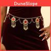 Bohemian Ethnic Red Acrylic Gemstone Fringe Waist Chain With Flower Shaped Pendant For Women
