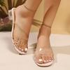 New Style Transparent High Heel Sandals European American Sexy Square Toe Ankle Strap Clear Crystal Heels Sandals Zapatos Mujer