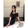 Summer new temperament pure shoulder sleeveless tube top dress women's Korean high-end feeling waist and thin long skirt