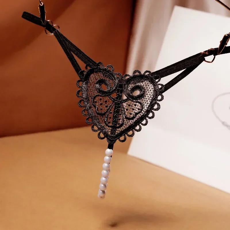Sexy Lace Thong Women Butterfly Low Waist Panties G Strings Transparent Mesh Briefs Adjustable Waist Panties Culotte Femme