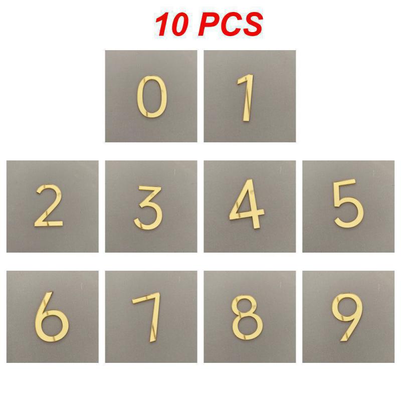 3D Numeral Door Plaque House Drawer Sign Plating Gate Digits 0 To 9 Acrylic Number Tag Hotel Home Sticker Address Door Label