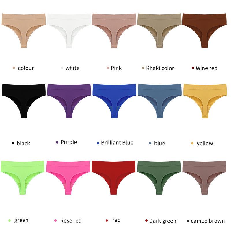 Seamless Ribbed Mid-Waist Cotton Thong (M-3XL)