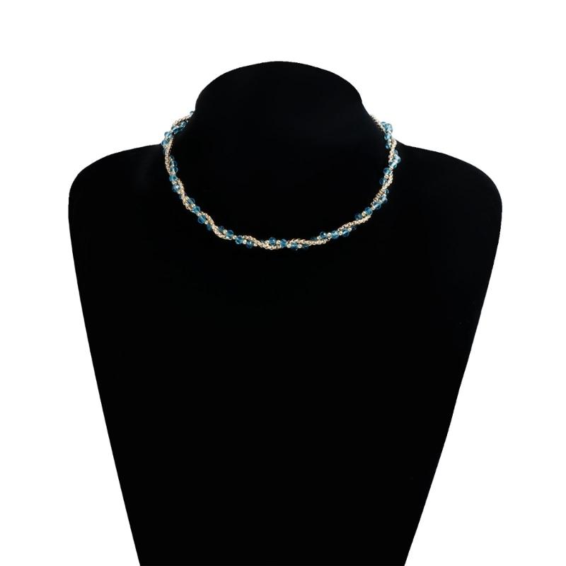 Stylish Layering Necklace Feature Sparkling Glass Crystals Adjustable Twist Chain For Casual or Formal Event