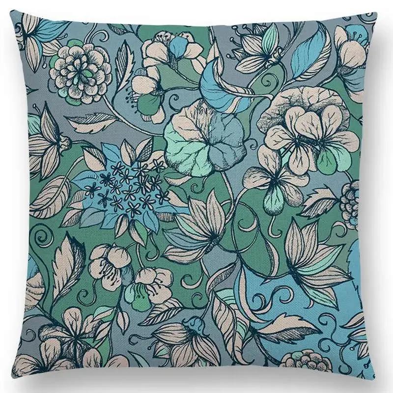 Neu Wunderschönes Blatt Blume Herrliches Florales Doodle Buntes Dekoratives Muster Mandalas Auto Kissenbezug Sofa Überwurf Kissenbezug