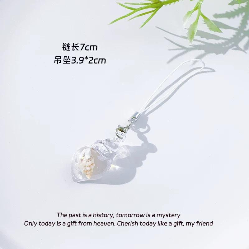 Resin in the Dark Conch Pendant Phone Charm and Keychain with Transparent and Phone Strap