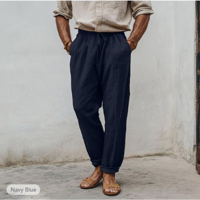 Summer cross-border foreign trade new men's sports trousers drawstring elastic waist straight solid color casual trousers