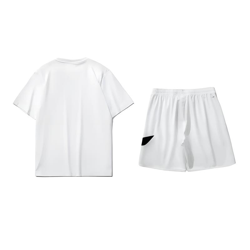 Li Ning Logo Letter Round Neck Breathable Short Sleeve T-Shirt Mid Waist Shorts Casual Sports Set Unisex sets AHSS549-2+YKSV197-1