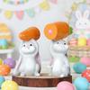 2Pcs Holding Carrot Rabbit Figurine Hand-Painted Carrying Radish Bunny Statue Resin Sculpture Easter Holiday Party Decoration Ornament