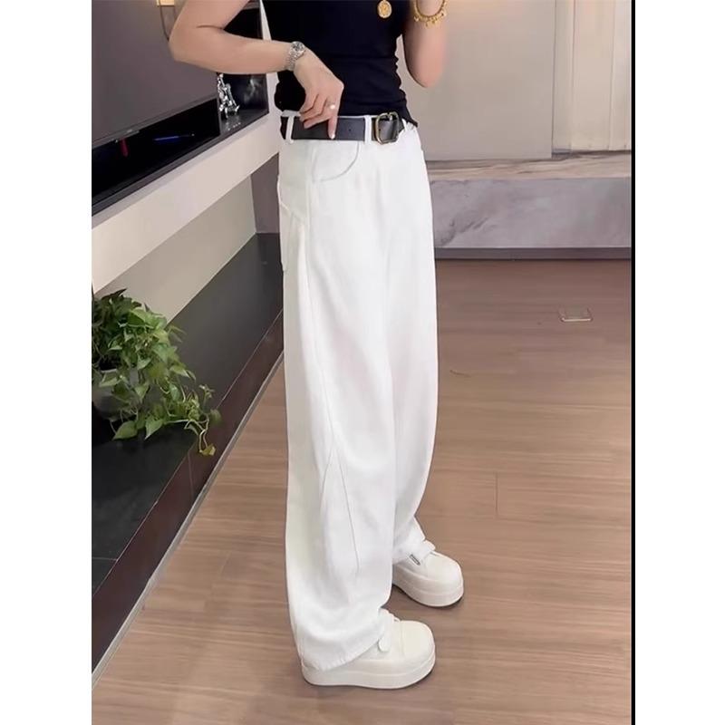 Plus Size High Waist Slimming Straight Leg Jeans – Summer 2025 Versatile Loose Wide Leg Pants for Women
