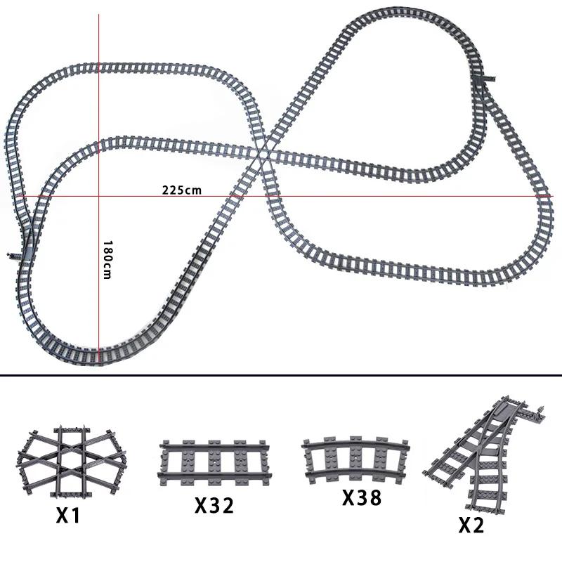 Compatible With LEGO MOC Railroad Bridge Train Track Combination Scene Building Blocks DIY Cross Track Bricks Toys Rail Car