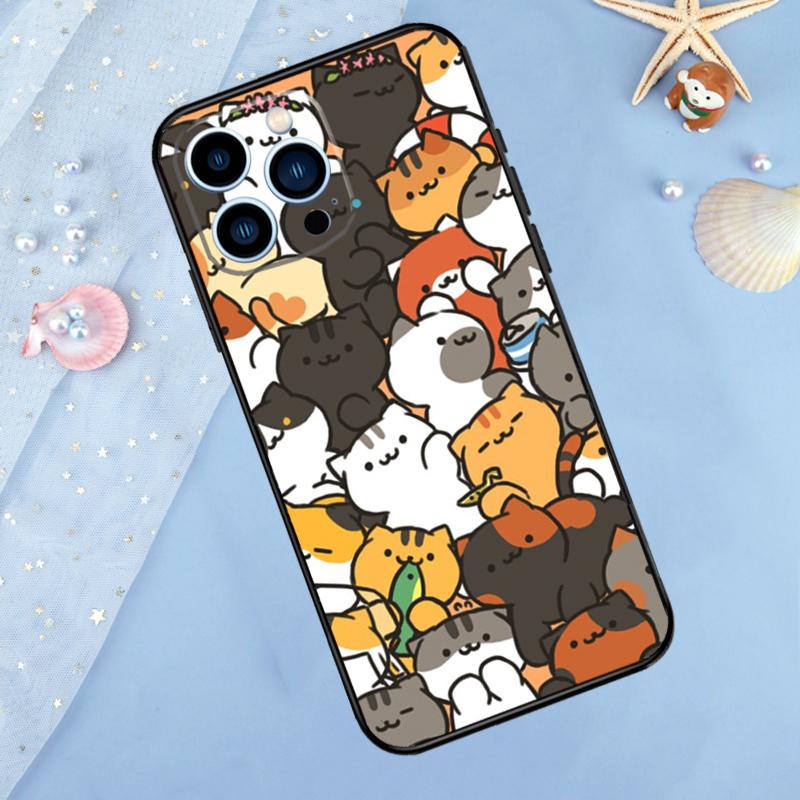 Cute Cartoon Cat Phone Case For iPhone 15 16 Pro Max 13 11 12 14 Pro Max XR XS X 7 8 Plus 12 13 Mini Cover