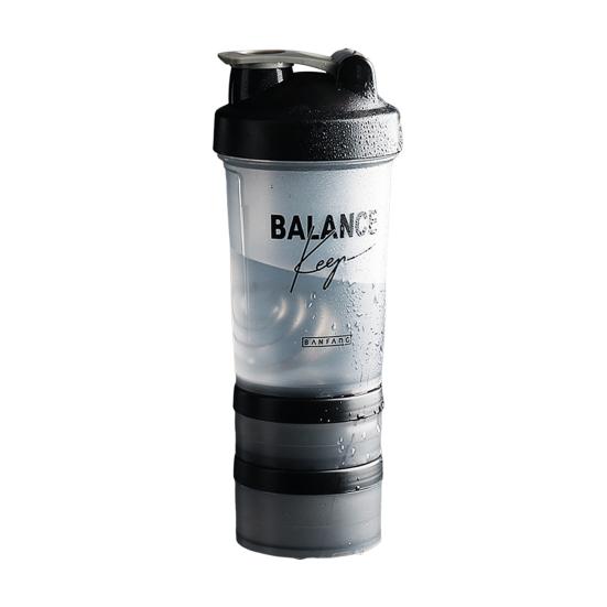 

1 шт. Бутылка-шейкер 500 мл Большой емкости Герметичная Ударопрочная Нескользящая с ручкой Миксер для протеина Спортивная бутылка для воды с таблетницей Для фитнеса 500ML B серый